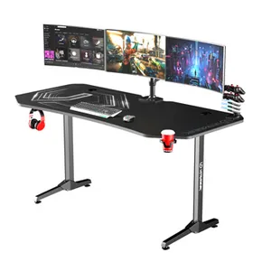 ULTRADESK Herný stôl FRAG XXL BLACK, 160 x 75 cm, 75 cm, držiak nápojov a slúchadiel, stojan BEAM, s celoplošnou XXL podložkou pod